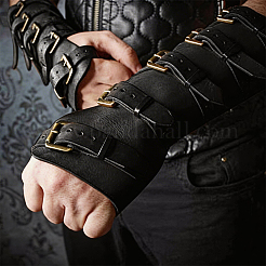 中世の合成皮革の腕鎧  合金バックル  コスプレ小道具アクセサリー  ブラック  400x286x1.5~8mm&nbsp;AJEW-WH20020-651C