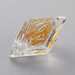 Embossed Glass Rhinestone Pendants&nbsp;GLAA-J101-04A-001SI