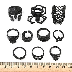 10Pcs Halloween Adjustable Alloy Finger Cuff Rings Sets&nbsp;RJEW-L131-01EB