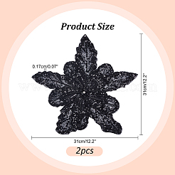 3D 花の形のポリエステル刺繍アップリケ  ガラスとスパンコールの装飾アクセサリー  ブラック  310x310x17mm&nbsp;DIY-WH0304-947