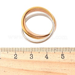 304ステンレススチールトリプルサークルフィンガーリングジュエリー  ミックスカラー  内径：18.5mm&nbsp;RJEW-C121-01
