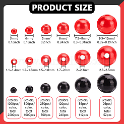 3904 個 12 スタイル ABS プラスチック模造パールビーズ  ラウンド  ミックスカラー  3~10mm  穴：1.1~2.5mm&nbsp;KY-PH0002-18