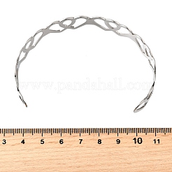 304ステンレススチール製カフバングル  女性用オープンバングル  ハート  空洞化  ステンレス鋼色  5/8インチ（1.6cm）  内径：2-3/4インチ（7.15cm）&nbsp;BJEW-S172-01P