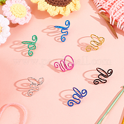 7Pcs 7 Colors Iron Yarn Guide Finger Holders&nbsp;AJEW-PH0011-76