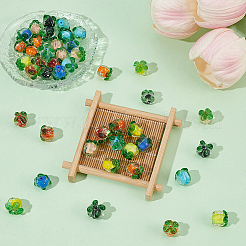 56個 7色 手作りランプワークフルーツビーズ  蓄光  暗闇で光る  柿  ミックスカラー  12~14x11~13x11~13mm  穴：1.4~1.8mm&nbsp;LAMP-ME0001-24