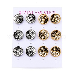 304 Stainless Steel Rhinestone Stud Earrings&nbsp;EJEW-C099-20GP