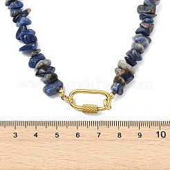 天然石と合成石をミックスしたチップビーズネックレス  304ステンレススチール製ネジ式カラビナロック付き  ゴールドカラー  ミックスカラー  15.94インチ（40.5cm）&nbsp;NJEW-JN06275