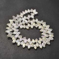 電気メッキガラスビーズセット  葉  レモンシフォン  11x7x4mm  穴：0.8mm  約100個/連  23.15~23.50''（58.8~59.7センチメートル）&nbsp;X-EGLA-B004-02A-FR01