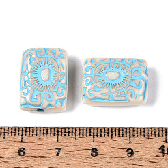 塗装された不透明アクリルビーズ  太陽と長方形  ライトスカイブルー  18~19x13~13.5x7mm  穴：2mm  約333個/500g&nbsp;OACR-T029-02J