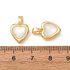 真鍮＆ナチュラルシェルペンダント  ハートチャーム  18KGP本金メッキ  13x11x6mm  穴：2x4.5mm&nbsp;SH-CBADD64-09G