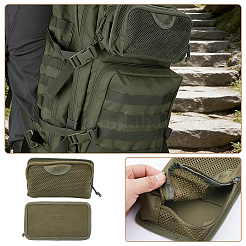 屋外用長方形ナイロンメッシュツール収納バッグ  戦術装備  ダークオリーブグリーン  23x13x5cm&nbsp;ABAG-WH0063-151