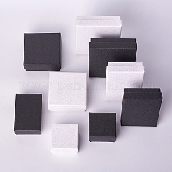 厚紙ギフトボックス  中に黒いスポンジを入れて  正方形  ブラック  7.5x7.5x3.5cm&nbsp;YS-TAC0001-17B-02