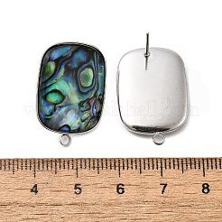 304 Stainless Steel Pave Natural Paua Shell Stud Earring Findings&nbsp;STAS-Z125-08P