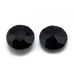 ポイントガラスラインストーンカボション  バックメッキ  多面カット  フラットラウンド  ブラック  10x4.5~5mm&nbsp;RGLA-T029-10mm-23