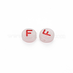 アクリルビーズ  暗闇で光る  エナメルと蓄光  水平穴  アルファベット付きのフラットラウンド  文字.f  6.5x7x4mm  穴：1.6mm  約3600個/500g&nbsp;MACR-N008-58F