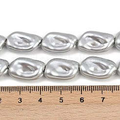 電気メッキガラスビーズ連売り  模造パール  ナゲット  銀  11~20x11~12x6mm  穴：1.2mm  約26~27個/連  15.55~16.14''（39.5~41センチメートル）&nbsp;GLAA-H039-04B