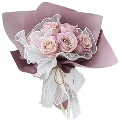 ポリエステルフラワーブーケラッピングメッシュペーパー  花束包装紙しわウェーブネット糸  バレンタインデーの  結婚式  誕生日の装飾  ホワイト  4000x280x0.5mm&nbsp;ORIB-WH0002-05A