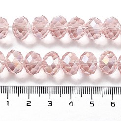 電気メッキガラスビーズセット  ABカラーメッキ  多面カット  ロンデル  ピンク  12x8mm  穴：1mm  約68~70個/連  58~59cm&nbsp;LS-GR12MMY-59AB