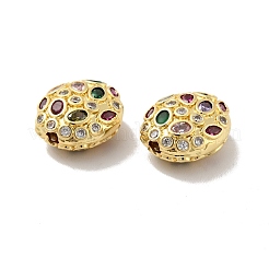 Oval Brass Micro Pave Cubic Zirconia Beads&nbsp;KK-G419-16G