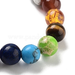 Chakra Round Natural Tiger Eye Beaded Stretch Bracelets&nbsp;BJEW-K251-05D