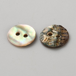 天然の貝ボタン  2穴  フラットラウンド  カラフル  12x2.5mm  穴：2mm&nbsp;LS-BUTT-WH0024-041C