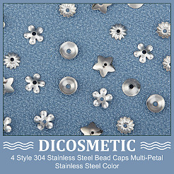 400Pcs 4 Style 304 Stainless Steel Bead Caps&nbsp;STAS-DC0010-99