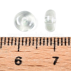 透明な染色ガラスシードビーズ  ドーナツ  淡緑色  6x3mm  穴：1.2mm  約2500個/ポンド&nbsp;SEED-T007-02D