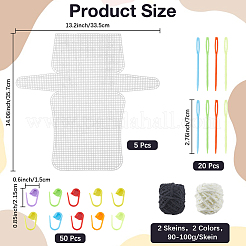 5袋 DIY プラスチック編みかぎ針編みバッグ作りキット  手作りクロスボディバッグ  メッシュシートを含む  針  留め具と2束2色のポリエステル糸  ミックスカラー&nbsp;DIY-CP0012-62