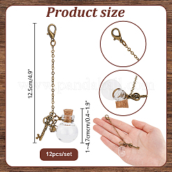 Glass Bottle and Alloy Key Pendant Decoration&nbsp;HJEW-PH01930