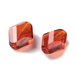 K9ガラス  模造オーストリアクリスタルビーズ  多面カット  菱形  ブラウン  10x8x4mm  穴：1.4mm&nbsp;GLAA-R001-01I