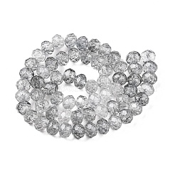 透明ガラスビーズ連売り  ファセット（32ファセット）  ロンデル  グレー  6x5mm  穴：1mm  約80~85個/連  38~40cm&nbsp;GLAA-T023-6mm-A09