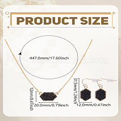 Hexagon Alloy Resin Pendant Necklaces and Dangle Earrings Sets for Women&nbsp;SJEW-LP0001-52A
