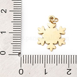 304ステンレスペンダント  スノーフレークチャーム  丸カン付き  ゴールドカラー  16.5x12x1.5mm  穴：3mm&nbsp;STAS-A125-12G