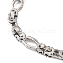 Tarnish Resistant 201 Stainless Steel Hollow Oval Byzantine Chain Bracelets&nbsp;BJEW-B078-102P
