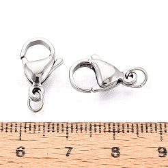 304ステンレススチール製ロブスタークロウ留め金  丸カン付き  ステンレス鋼色  15x9.5x4.5mm  穴：3.5mm&nbsp;STAS-B166-01P-01