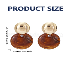 亜鉛合金フラットラウンドスタッドピアス1組  アクリルと  ゴールドカラー  28.5x15mm&nbsp;EJEW-LP0008-003