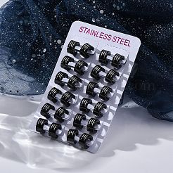 304ステンレススチール研磨効果フープピアス  イオンプレーティング（ip）  ブラック  13x7mm&nbsp;EJEW-M001-13EB