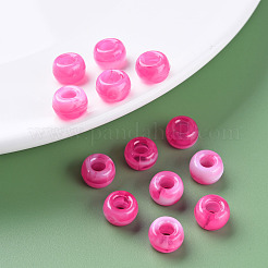 アクリルヨーロピアンビーズ  天然石風  大穴ビーズ  ロンデル  濃いピンク  11x8mm  穴：5mm  約650個/500g&nbsp;MACR-S375-002B-07