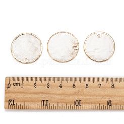 ナチュラルカピスシェルペンダント  ブラスエッジメッキ  フラットラウンド  ライトゴールド  25x1~1.5mm  穴：1.2mm&nbsp;X-SHEL-T012-07A