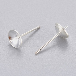 304ステンレススチールポストスタッドピアスセッティング、片穴ビーズ用  銀色のメッキ  13.5x6mm  トレイ：5.5mm  ピン：0.8mm&nbsp;X-STAS-H558-06S