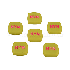 アクリルエナメルカボション  nyn という単語のある四角形  ダークカーキ  21x21x5mm&nbsp;KY-N015-202C
