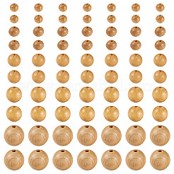 300個5スタイルの天然木ビーズ  染色されていない  ラウンド  ダークチソウ  5.5~15mm  穴：1.8~2mm&nbsp;WOOD-TA0002-86