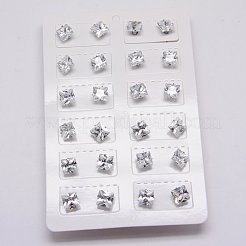 キュービックジルコニアスタッドピアス  ステンレス製ベース付き  ステンレス鋼色  4x4mm  ピン：0.7mm&nbsp;STAS-E051-2A