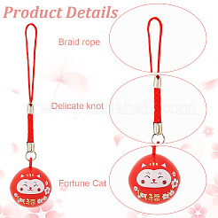 4Pcs 4 Colors Japanese Style Brass Lucky Cat Pendant Decoration&nbsp;HJEW-GO0001-10