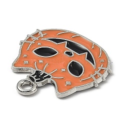 合金エナメルチャーム  ハロウィン用  猫のカボチャの形  オレンジ  20.5x20x1.2mm  穴：1.8mm&nbsp;ENAM-Z001-15P-03