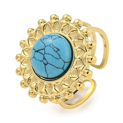 Ion Plating(IP) 304 Stainless Steel Synthetic Gemstone Cuff Rings&nbsp;G-Z056-08G