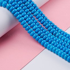 天然マグネサイトビーズ連売り  染め  フラットラウンド  ドジャーブルー  8.5x4.5mm  穴：0.7mm  15.55~15.75インチ（39.5~40cm）&nbsp;TURQ-Z002-02C