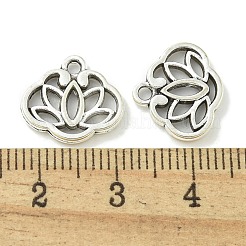 合金のチベット風チャーム  鉛フリー＆カドミウムフリー  花のチャーム  アンティークシルバー  12.5x13.5x2mm  穴：1.5mm&nbsp;TIBE-I026-6011AS