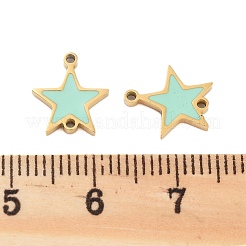 304ステンレススチールアクアマリンエナメルコネクタチャーム  スターリンク  ゴールドカラー  10.5x9x1mm  穴：1mm&nbsp;STAS-Z078-14G