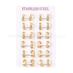 201 ステンレススチールフープピアス  304ステンレスピン付き  PVD真空メッキ  ゴールドカラー  13~13.5x4mm&nbsp;SA-CBA4A0D-02G